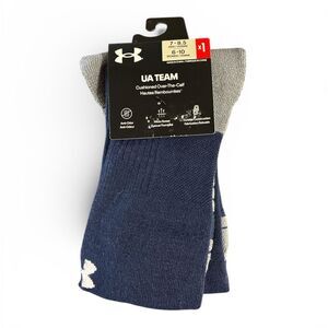 Under Armour Men's Athletic Socks Navy/Gray cushioned over the calf size 7-8.5